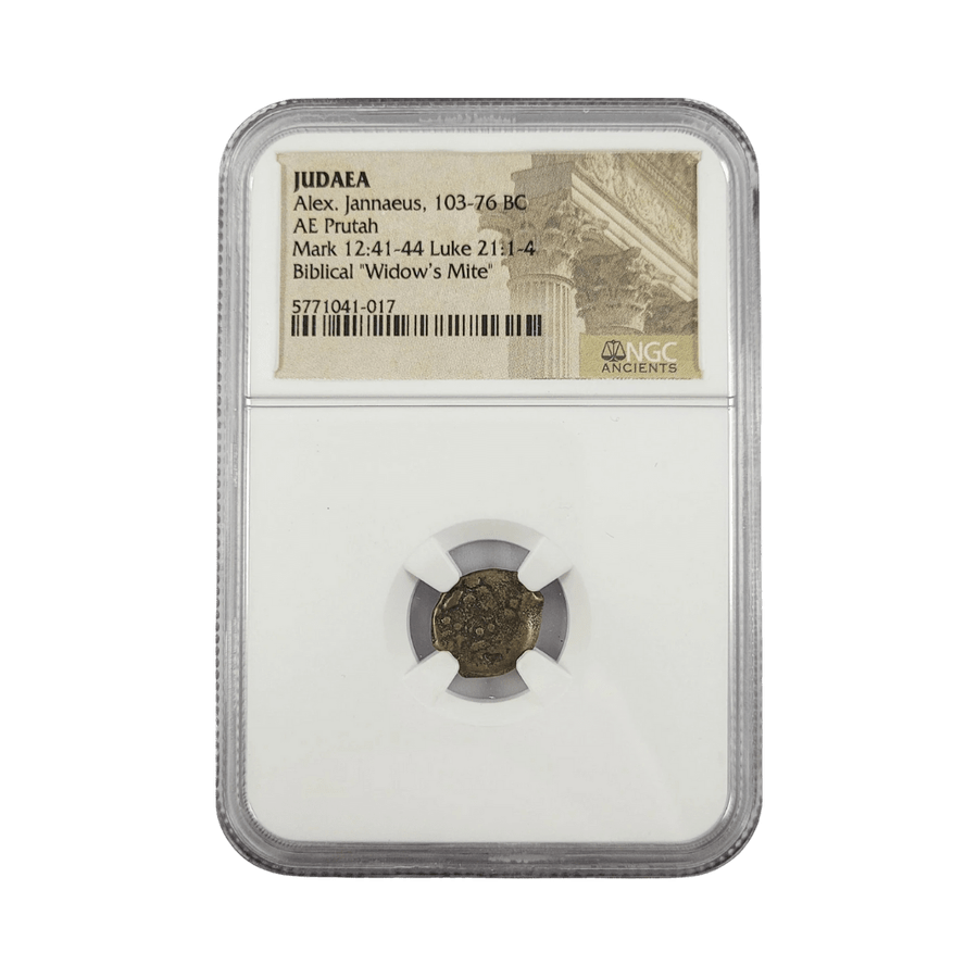 Alexander Jannaeus widow's mite Judaean bronze prutah in NGC slab